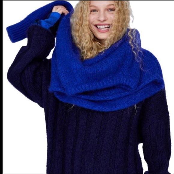 Zara Knit Chunky Oversized Navy Blue Sweater - Picture 2 of 7